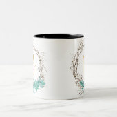 Monogram letter B in krans Tweekleurige Koffiemok (Center)