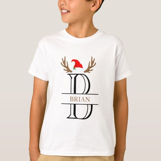 Monogram Letter B Kerst Naam Grappige Kerst T-shirt (Voorkant)