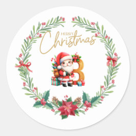 Monogram letter B, Kerstkrans w / Sinterklaas Ronde Sticker