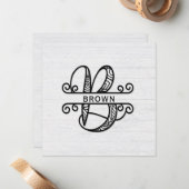 Monogram letter B met familienaam Notitiekaartje (Voorkant / Achterkant in situ)