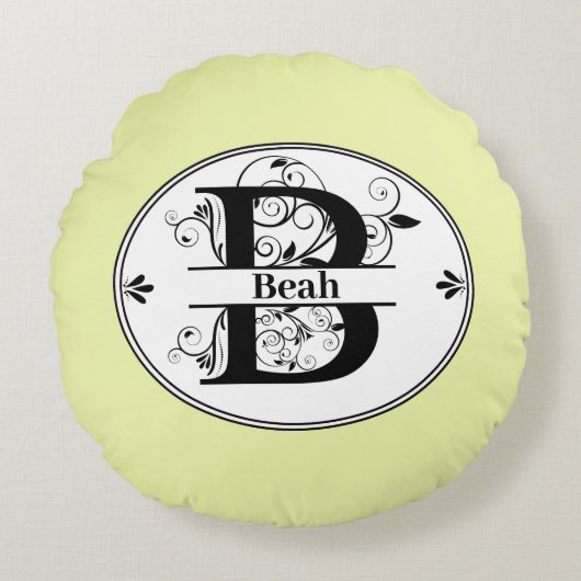 Monogram letter B met Schattige achterzijpatroon Rond Kussen (Voorkant)