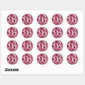 Monogram letter B roze rozen Sticker (Vel)