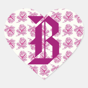 Monogram letter B roze rozen Sticker