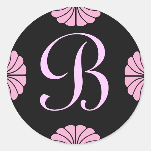 Monogram letter B roze Sticker (Voorkant)