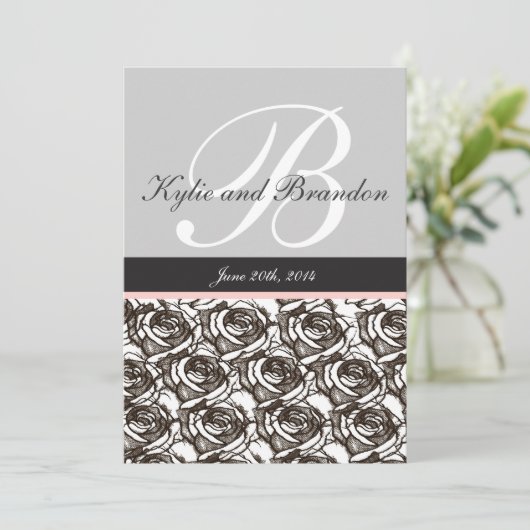 Monogram Letter B Uitnodiging (Staand voorkant)