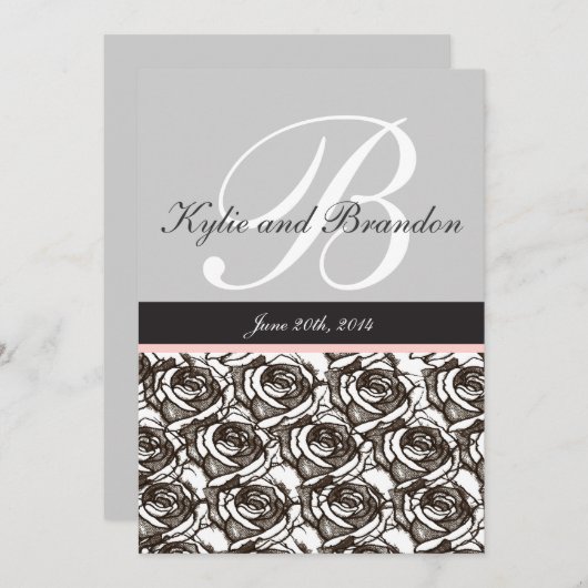 Monogram Letter B Uitnodiging (Voorkant / Achterkant)