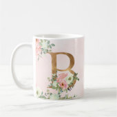 Monogram Letter B Waterverf Floral Coffee Mok (Links)