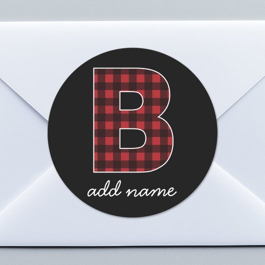 Monogram Letter B - zwart gebuffel rood zwart Ronde Sticker