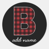 Monogram Letter B - zwart gebuffel rood zwart Ronde Sticker (Voorkant)