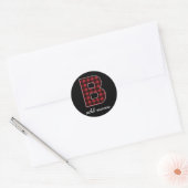 Monogram Letter B - zwart gebuffel rood zwart Ronde Sticker (Envelop)