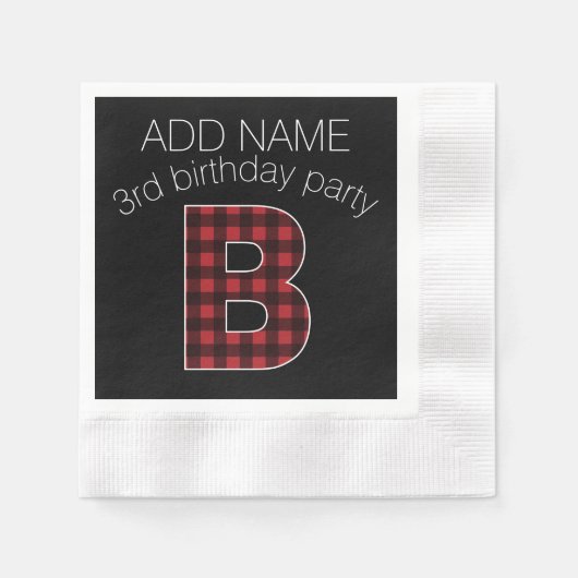Monogram Letter B - zwart gebuffel rood zwart Servetten (Voorkant)