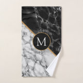 Monogram Letter Bath Towels Black White Marble Bad Handdoek (Handdoek)