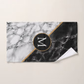 Monogram Letter Bath Towels Black White Marble Bad Handdoek (Handdoek)