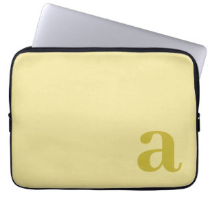 Monogram Letter Bleekgeel & Mosterd Minimalistisch Laptop Sleeve