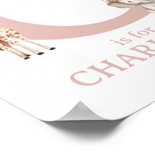 Monogram Letter C Boho Safari Animal Nursery Wall Poster (Hoek)