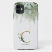 Monogram Letter C Elegant Groen Case-Mate iPhone Case (Achterkant)