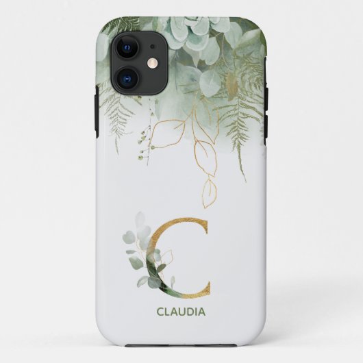 Monogram Letter C Elegant Groen Case-Mate iPhone Case (Achterkant)