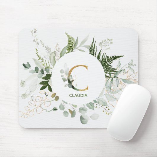 Monogram Letter C Fern & Succulent Muismat (Met muis)