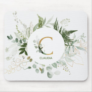 Monogram Letter C Fern & Succulent Muismat