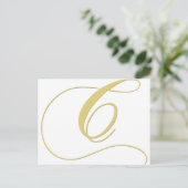 Monogram Letter C Golden Single Briefkaart (Staand voorkant)
