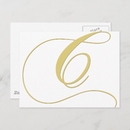 Monogram Letter C Golden Single Briefkaart (Voorkant / Achterkant)