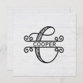 Monogram Letter C met familienaam Notitiekaartje (Voorkant / Achterkant)