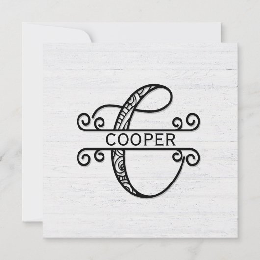 Monogram Letter C met familienaam Notitiekaartje (Voorkant)