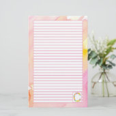 Monogram Letter C Roze Waterverf Bloemen gevoerd Briefpapier (Staand voorkant)