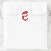 Monogram letter C, Santa hat Kerst sticker (Tas)