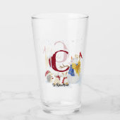 Monogram Letter C Snowy Kerstmis Angel Snowman Glas (Achterkant)