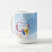 Monogram Letter C Snowy Kerstmis Angel Snowman Koffiemok (Voorkant links)