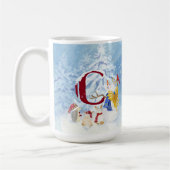 Monogram Letter C Snowy Kerstmis Angel Snowman Koffiemok (Links)