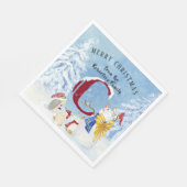 Monogram Letter C Snowy Kerstmis Angel Snowman Servet (Hoek)