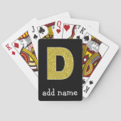 Monogram Letter D - Black en Faux Gold Glitter Pokerkaarten (Achterkant)