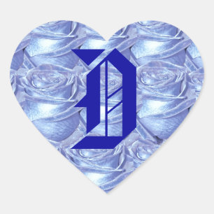 Monogram Letter D Blue Rozen Sticker