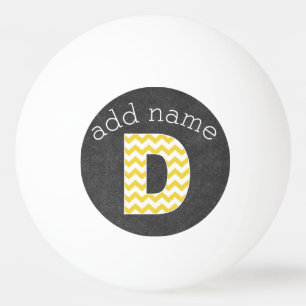 Monogram Letter D - Chalkboard en Gele Chevrons Pingpongbal