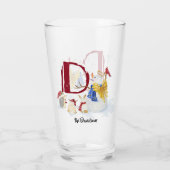 Monogram Letter D Cute Angel Snowman Kerstmis Glas (Achterkant)