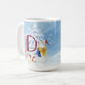 Monogram Letter D Cute Angel Snowman Kerstmis Koffiemok (Voorkant links)