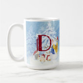 Monogram Letter D Cute Angel Snowman Kerstmis Koffiemok (Links)