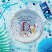 Monogram Letter D Cute Angel Snowman Kerstmis Papieren Bordje (Feest)
