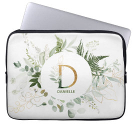 Monogram Letter D Fern & Succulent Laptop Hoeve Sleeve