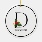 Monogram Letter D Gepersonaliseerde Kerstmis Keramisch Ornament (Achterkant)