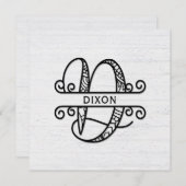 Monogram Letter D met familienaam Notitiekaartje (Voorkant / Achterkant)