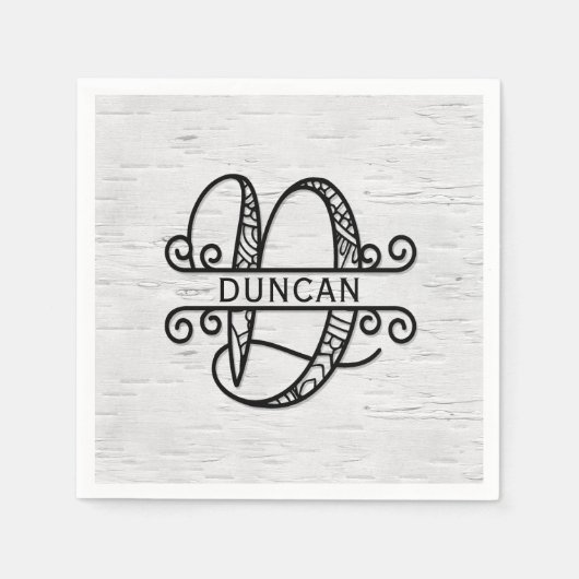 Monogram Letter D met familienaam Servet (Voorkant)