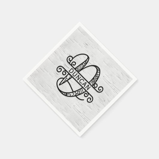 Monogram Letter D met familienaam Servet (Hoek)