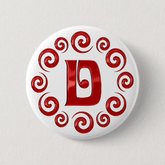 Monogram Letter D Rood Ronde Button 5,7 Cm