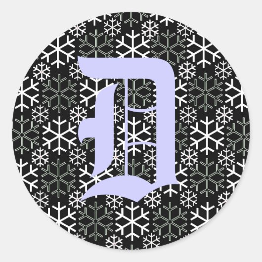 Monogram Letter D Sneeuwvlokken Sticker (Voorkant)