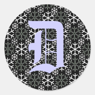 Monogram Letter D Sneeuwvlokken Sticker