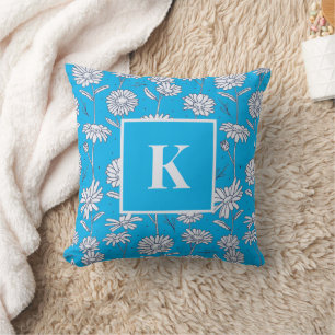 Monogram Letter Daisy Flower Doodle Kussen