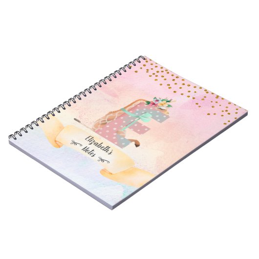 Monogram Letter E Baby Giraffe Girl Daily Diary Notitieboek (Linkerzijde)